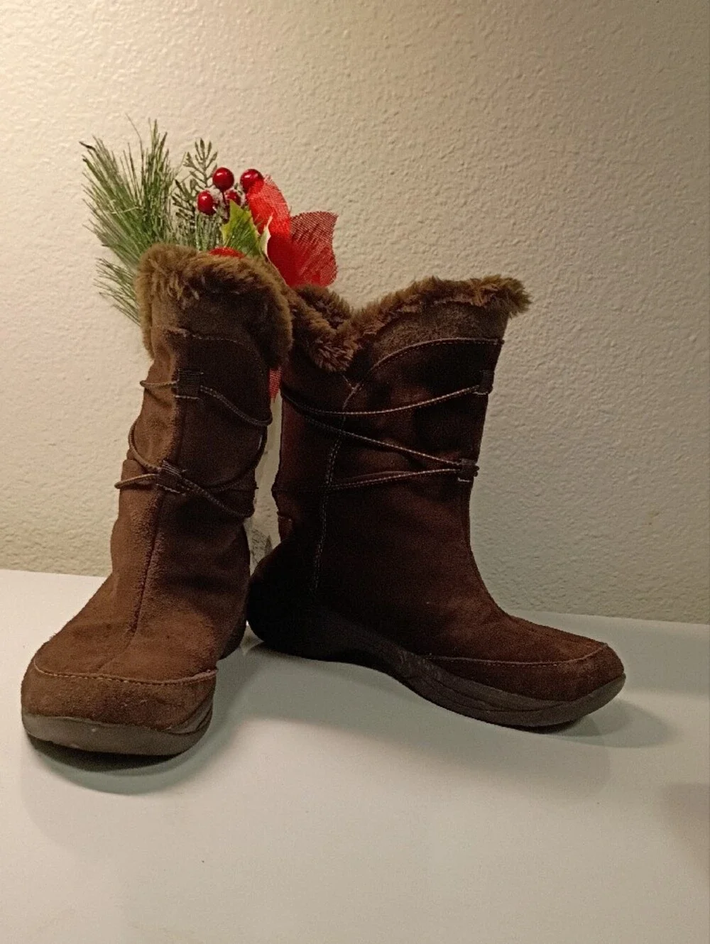 croft & barrow Brown Faux-Fur Suede Pull-On Winter Boots